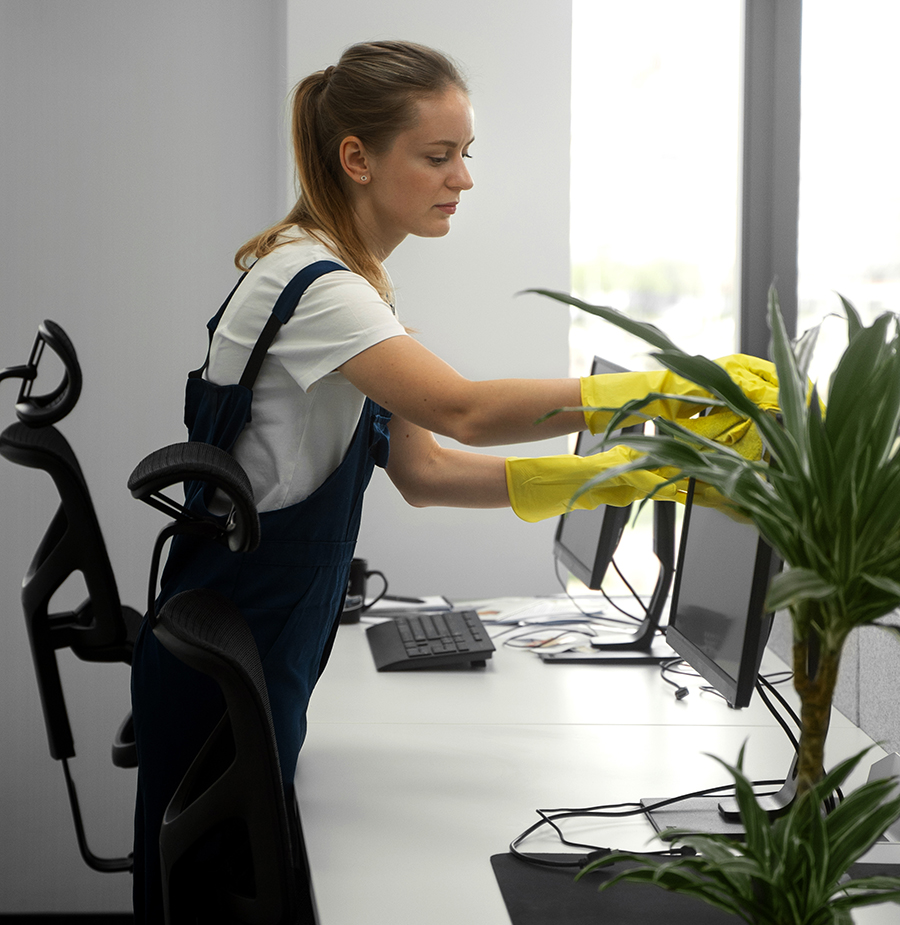 cleaning Lady working in an office